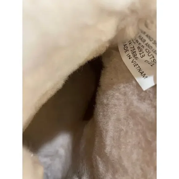 Tory Burch Thea Shearling Boots Size- 7.5 Suede Color: Natural